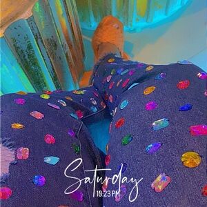 Colorful Gem-Studded Jeans